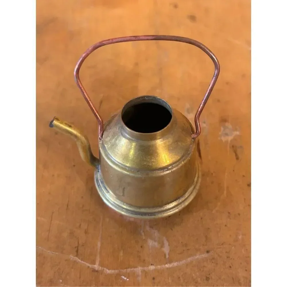 ANTIQUE HANDMADE SOLDERED MINI COPPER BRASS KETTLE 2.25